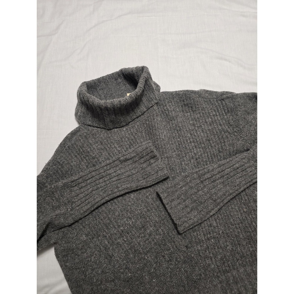 Moth Sweater Womens Small Gray Wool Blend Turtleneck Pullover Ribbed Knit Warm